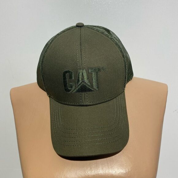 Mens snap back Green Caterpillar Trucker hat adjustable - Picture 2 of 9